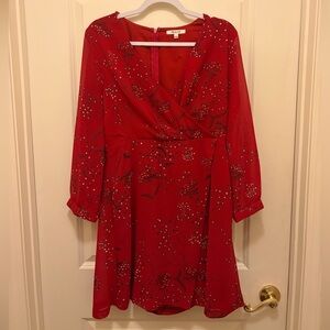 Madewell Red Floral Faux Wrap Dress